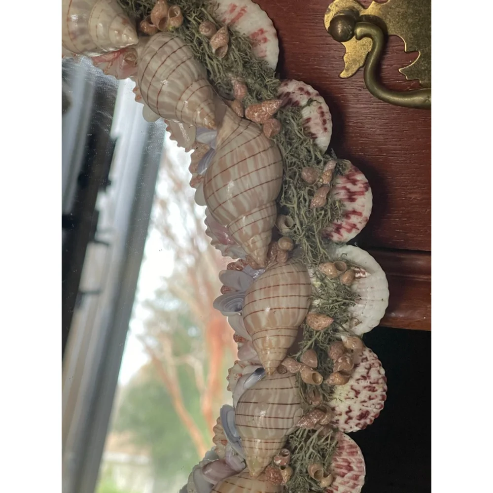Handmade Seashell Wall Mirror Coastal Cottage Beach Decor – 12” Round